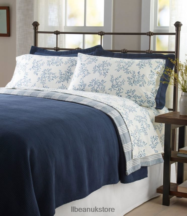 Bedding L.L.Bean Premium Supima Flannel Sheet Collection Print Bluegrass Botanical Unisex 0VRR664484
