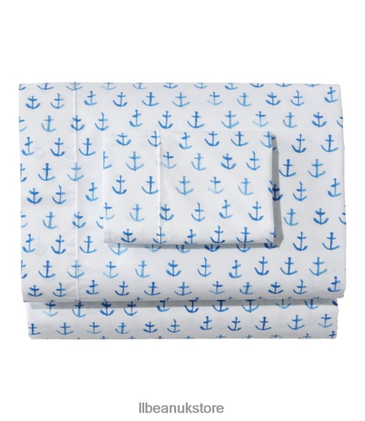 Bedding L.L.Bean Sara Fitz Anchor Percale Sheet Collection Flag Blue Anchors Unisex 0VRR662655