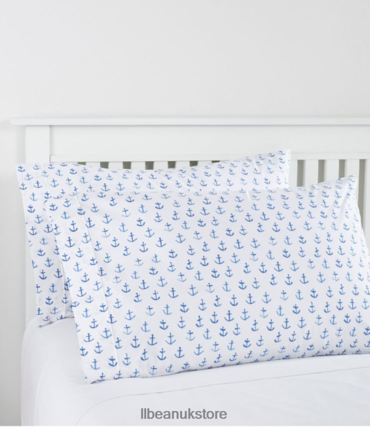 Bedding L.L.Bean Sara Fitz Anchor Percale Sheet Collection Flag Blue Anchors Unisex 0VRR662655