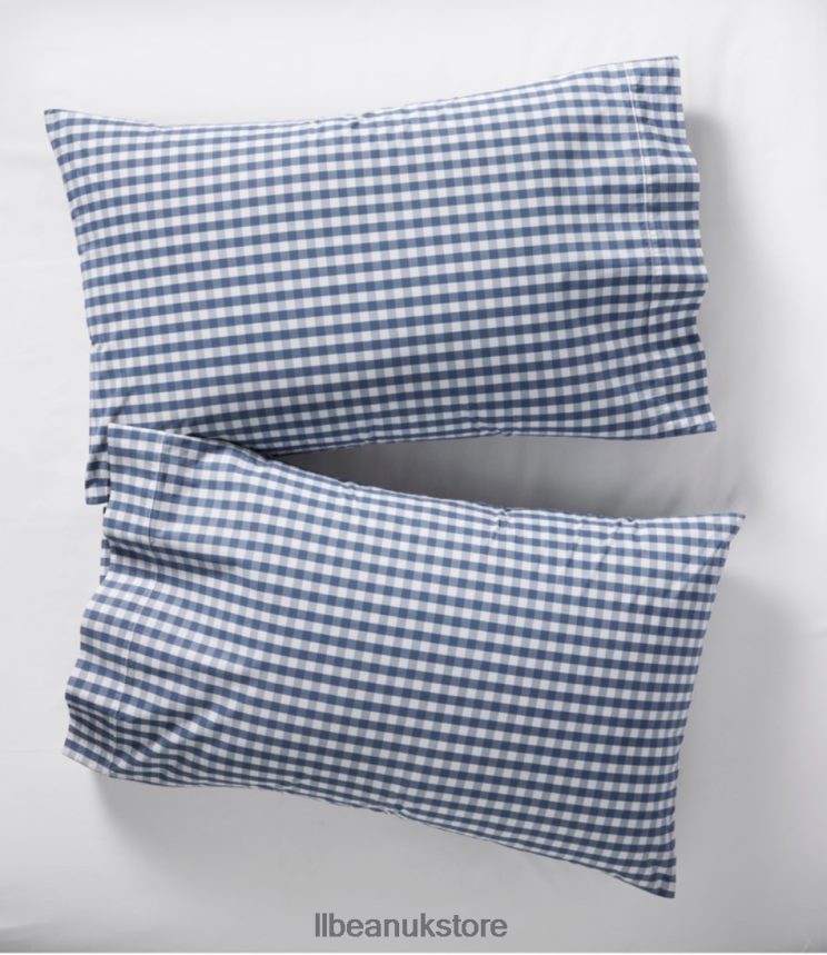 Bedding L.L.Bean Sunwashed Percale Sheet Collection Gingham Check Vintage Indigo Unisex 0VRR662654