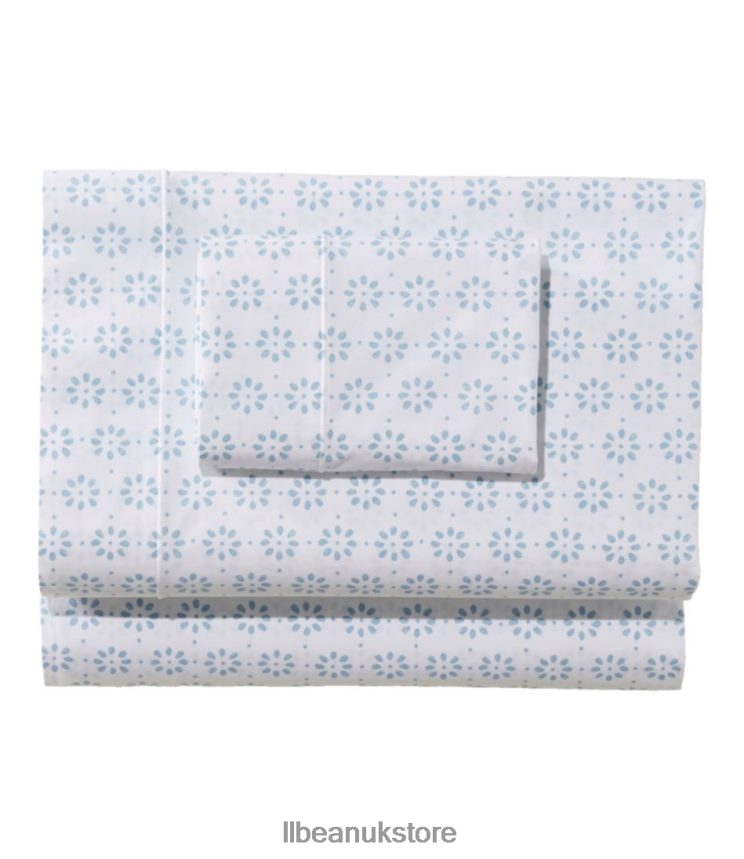 Bedding L.L.Bean Sunwashed Percale Sheet Collection Print Blue Mist Unisex 0VRR664416