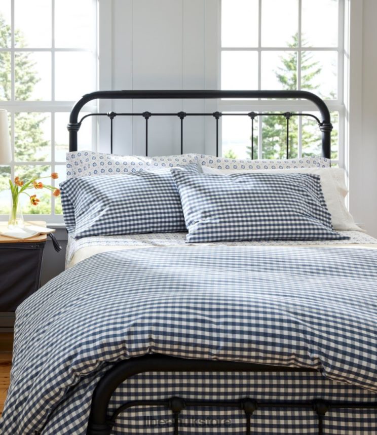 Bedding L.L.Bean Sunwashed Percale Sheet Collection Print Mid-Blue Unisex 0VRR662610