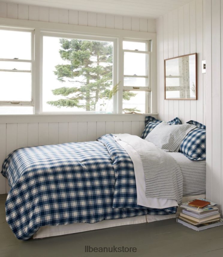 Bedding L.L.Bean Ultrasoft Comfort Flannel Pillowcases Stripe Set of Two Mariner Blue Unisex 0VRR662692