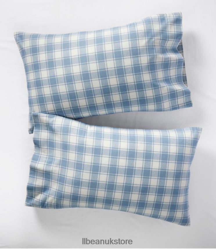 Bedding L.L.Bean Ultrasoft Comfort Flannel Sheet Set Check Bay Blue/Bone Unisex 0VRR664356