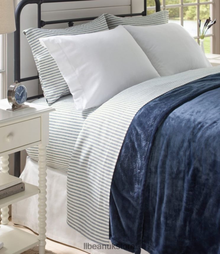 Bedding L.L.Bean Ultrasoft Comfort Flannel Sheet Set Stripe Feldspar Unisex 0VRR664444