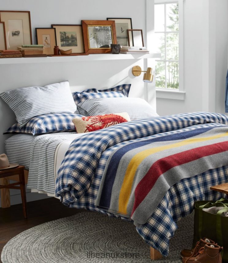 Bedding L.L.Bean Ultrasoft Comfort Flannel Sheet Set Stripe Feldspar Unisex 0VRR664444