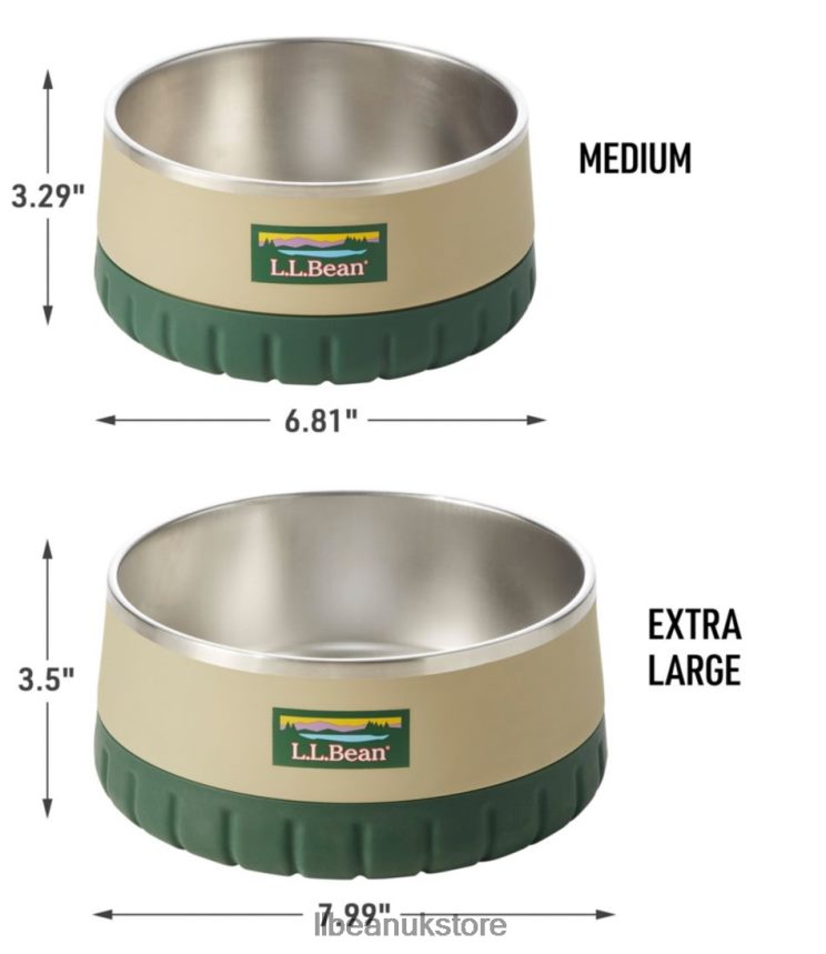 Home Goods L.L.Bean Insulated Dog Bowl Coastal Sand/Camp Green Unisex 0VRR661579
