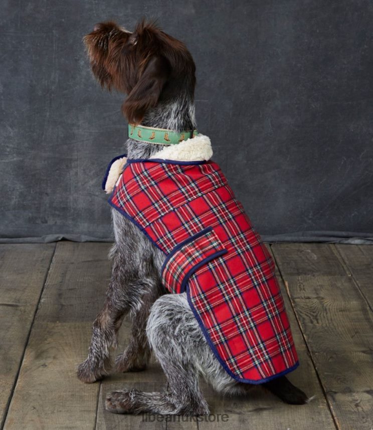 Home Goods L.L.Bean Flannel Sherpa Dog Vest Natural/Royal Stewart Unisex 0VRR662074