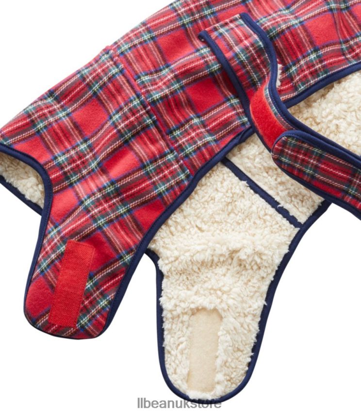 Home Goods L.L.Bean Flannel Sherpa Dog Vest Natural/Royal Stewart Unisex 0VRR662074