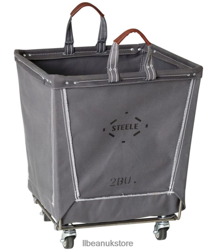 Home Decor L.L.Bean Steele Two Bushel Small Carry Basket with Casters Gray Unisex 0VRR664529