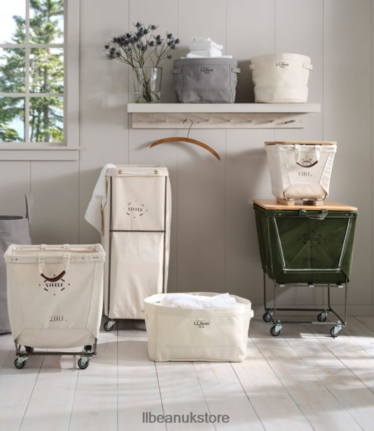 Home Decor L.L.Bean Steele Two Bushel Small Carry Basket with Casters Natural Unisex 0VRR662802