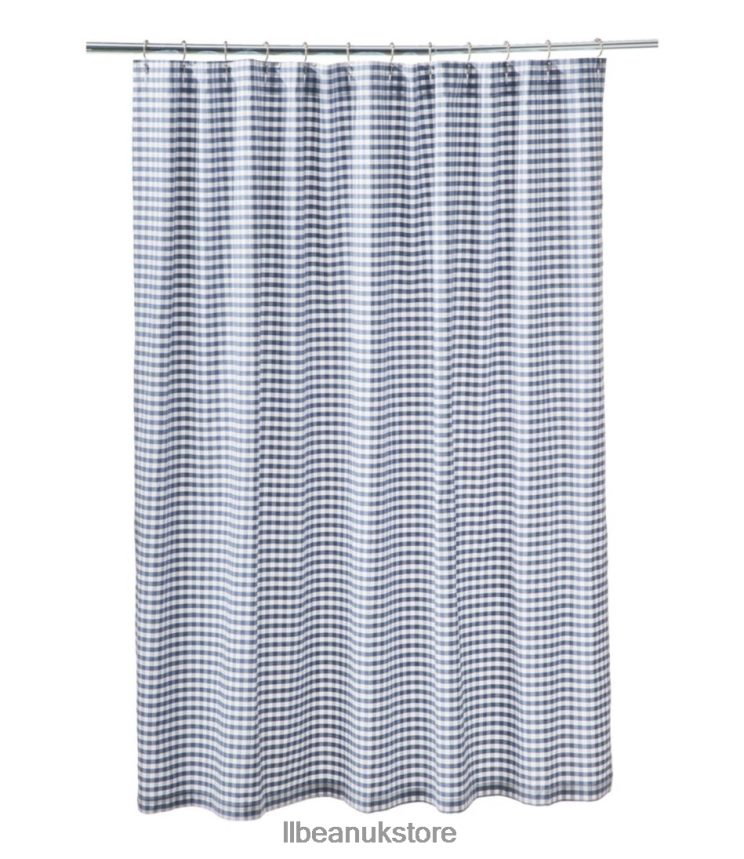 Home Decor L.L.Bean Gingham Shower Curtain Vintage Indigo Unisex 0VRR662549