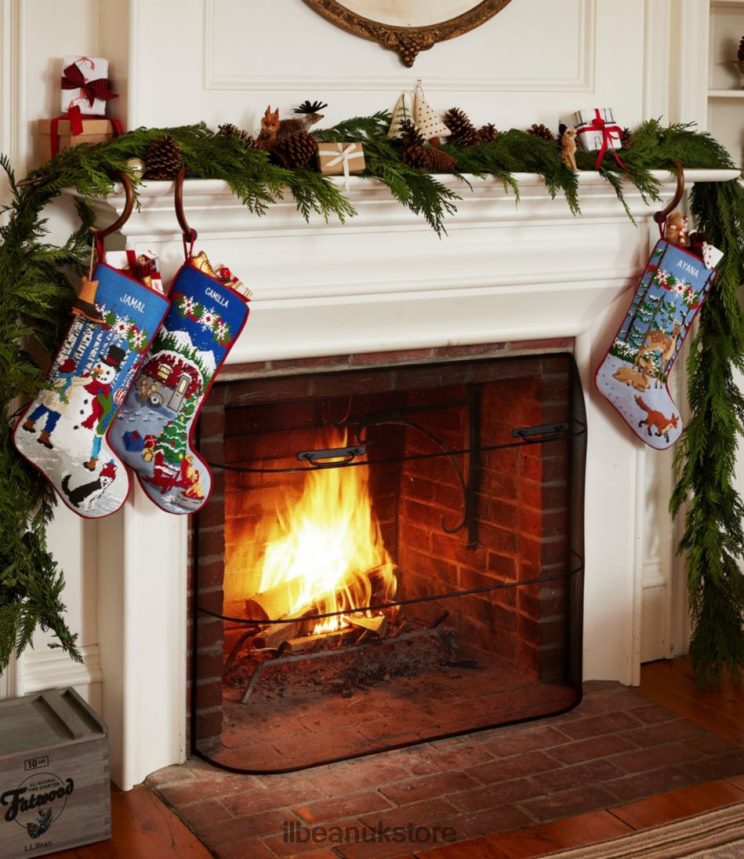 Home Decor L.L.Bean Needlepoint Christmas Stocking Snowman w/Puppies Unisex 0VRR666816