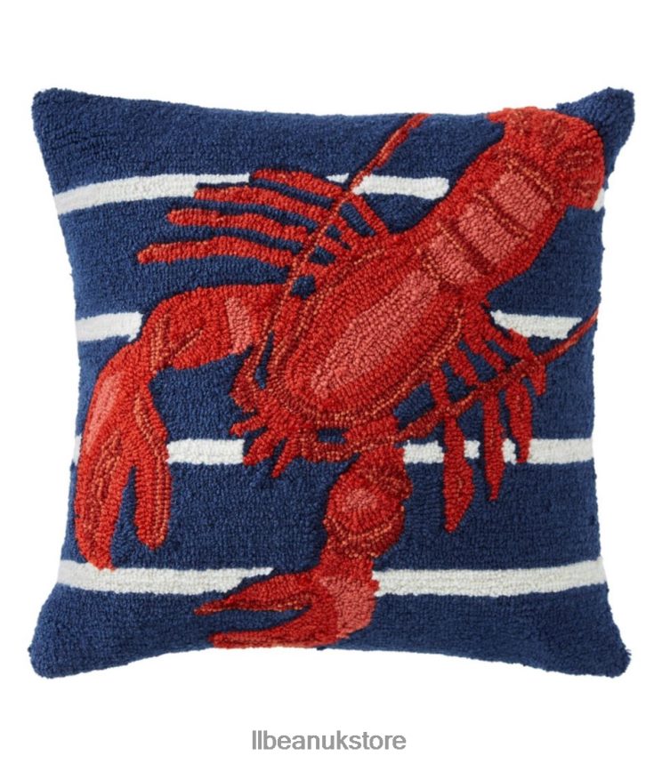 Home Decor L.L.Bean Indoor/Outdoor Hooked Pillow Lobster Multi Unisex 0VRR662741