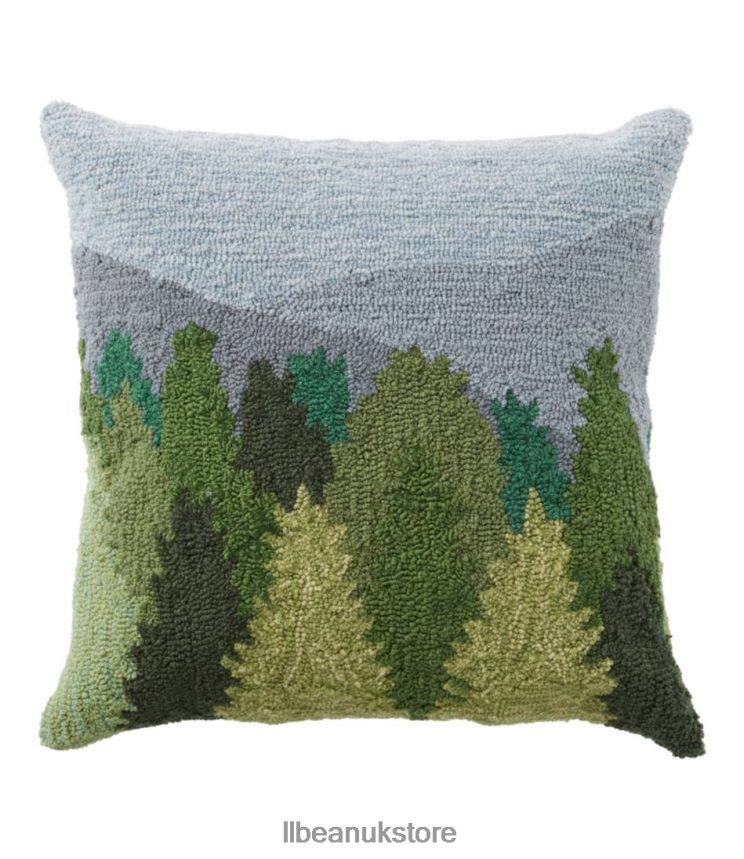 Home Decor L.L.Bean Indoor/Outdoor Hooked Pillow Mountain Scene Multi Unisex 0VRR662506