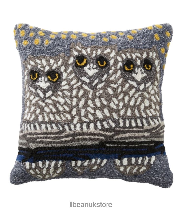 Home Decor L.L.Bean Indoor/Outdoor Hooked Pillow Owls Multi Unisex 0VRR662736
