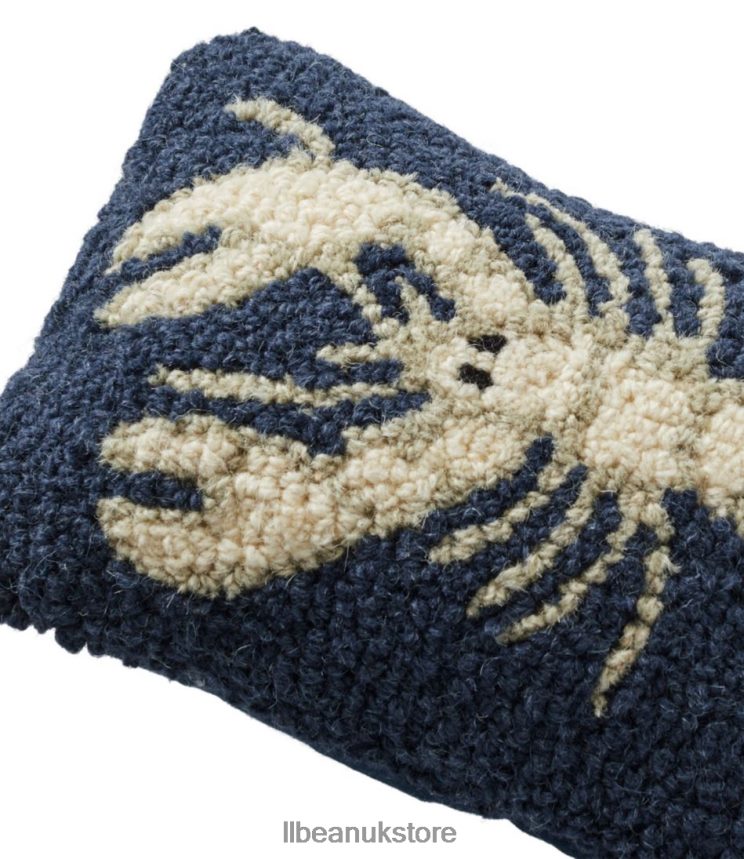 Home Decor L.L.Bean Wool Hooked Throw PillowWhite Lobster Navy Unisex 0VRR662756
