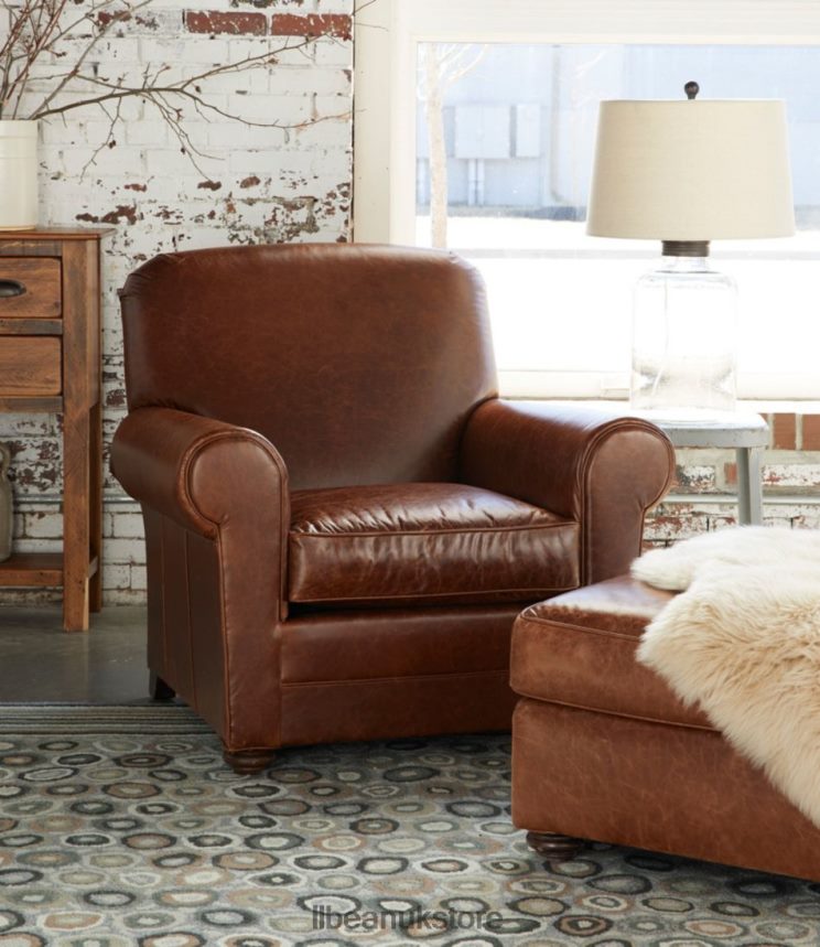 Indoor Furniture L.L.Bean Leather Lodge Chair Chestnut Brown Unisex 0VRR662832