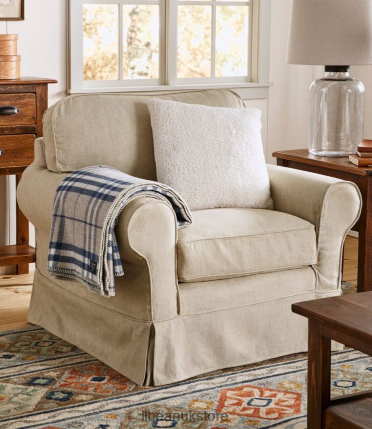 Indoor Furniture L.L.Bean Pine Point Slipcovered Chair Linen Beige Unisex 0VRR662905