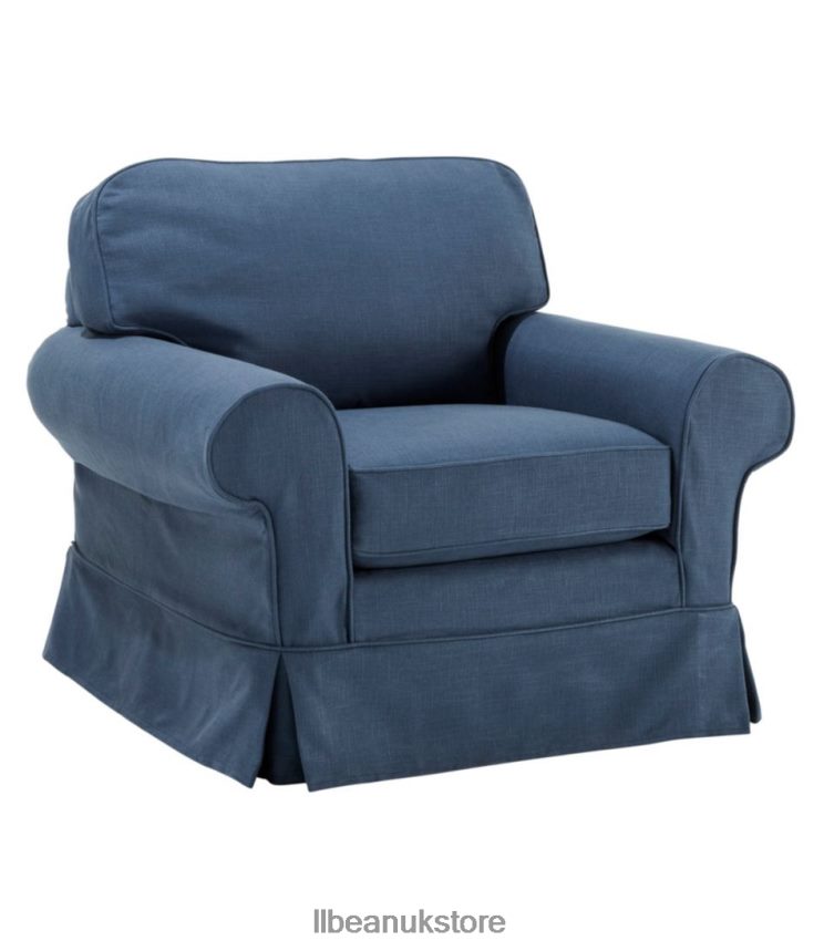 Indoor Furniture L.L.Bean Pine Point Slipcovered Chair Performance Linen Blue Unisex 0VRR664547