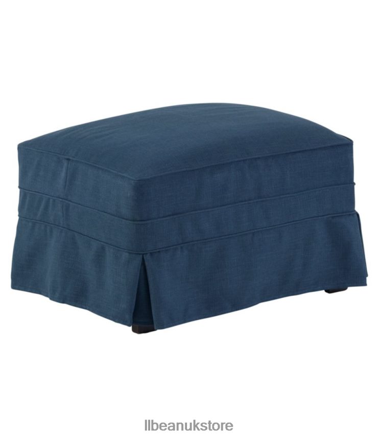 Indoor Furniture L.L.Bean Pine Point Slipcovered Ottoman Performance Linen Blue Unisex 0VRR664552