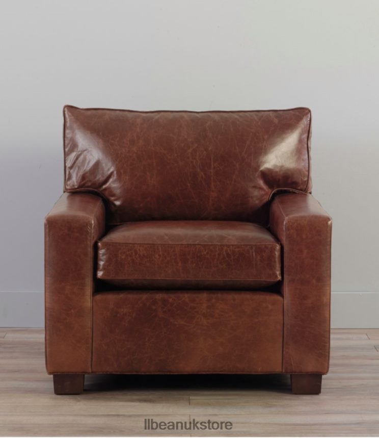 Indoor Furniture L.L.Bean Portland Leather Chair Chestnut Brown Unisex 0VRR662912