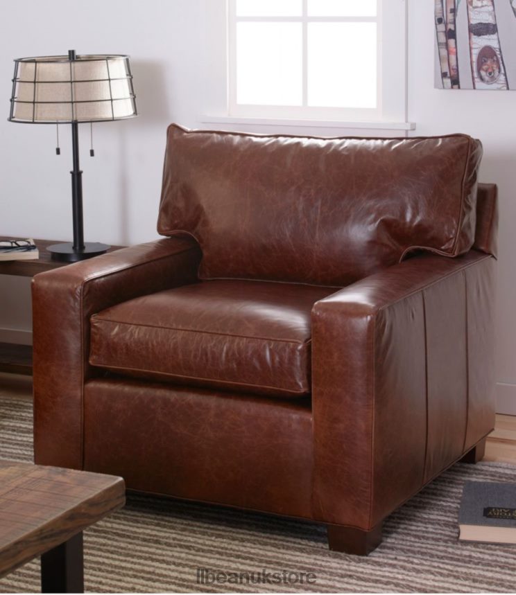 Indoor Furniture L.L.Bean Portland Leather Chair Chestnut Brown Unisex 0VRR662912
