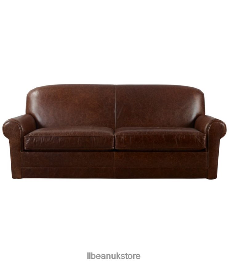 Indoor Furniture L.L.Bean Leather Lodge Sofa Chestnut Brown Unisex 0VRR662889