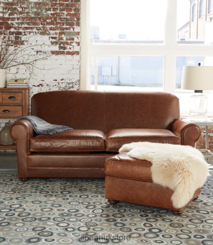 Indoor Furniture L.L.Bean Leather Lodge Sofa Chestnut Brown Unisex 0VRR662889
