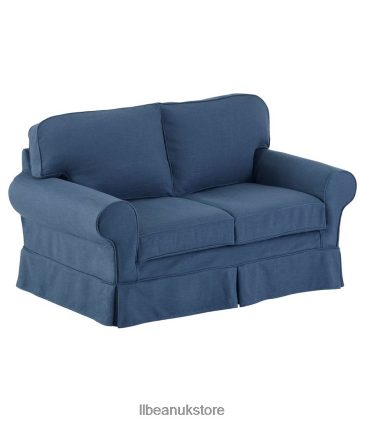 Indoor Furniture L.L.Bean Pine Point Slipcovered Love Seat Performance Linen Blue Unisex 0VRR664555