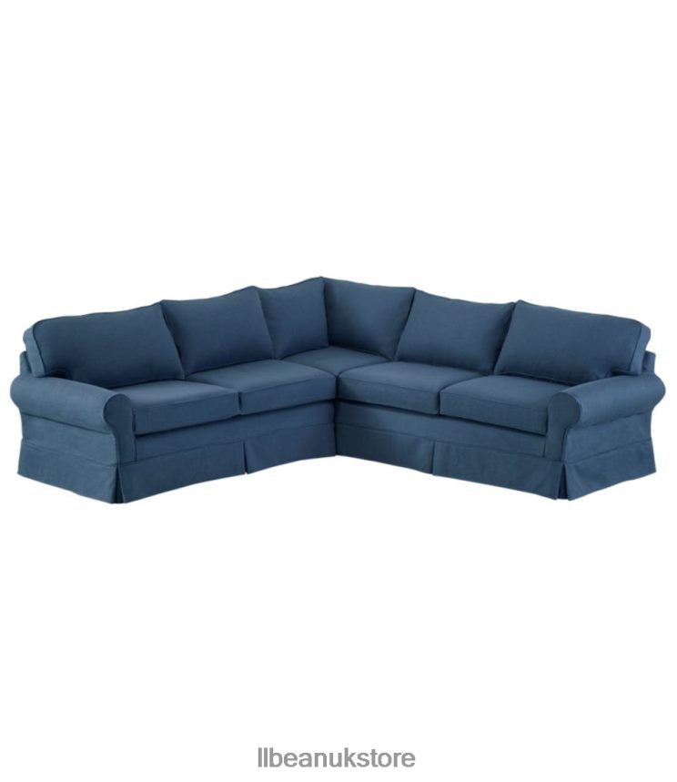 Indoor Furniture L.L.Bean Pine Point Slipcovered Sectional Performance Linen Blue Unisex 0VRR664551