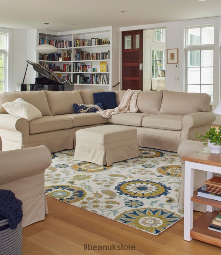 Indoor Furniture L.L.Bean Pine Point Slipcovered Sectional Performance Linen Khaki Unisex 0VRR662907