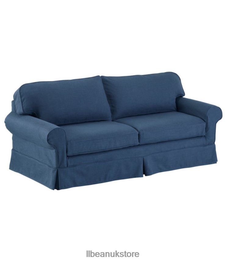 Indoor Furniture L.L.Bean Pine Point Slipcovered Sofa Performance Linen Blue Unisex 0VRR664554