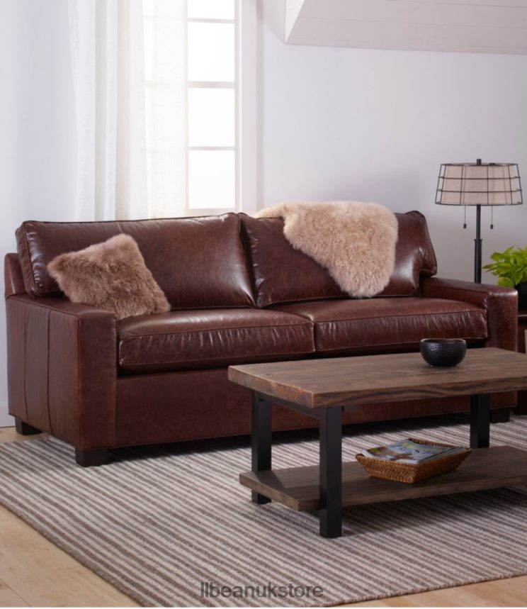Indoor Furniture L.L.Bean Portland Leather Sofa Chestnut Brown Unisex 0VRR662901