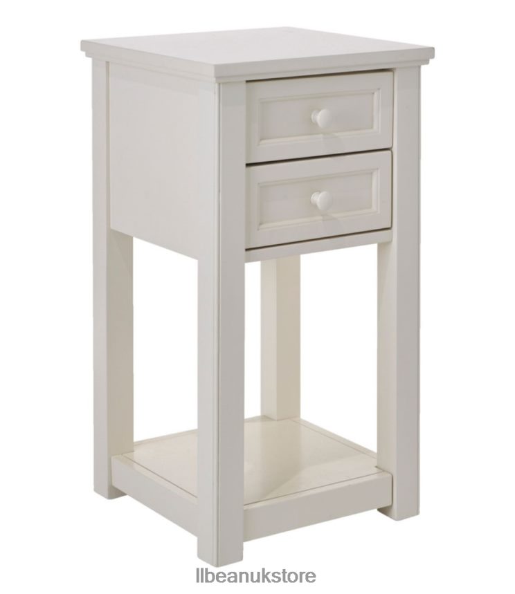 Indoor Furniture L.L.Bean Painted Farmhouse Two-Drawer Side Table Ivory Unisex 0VRR662846