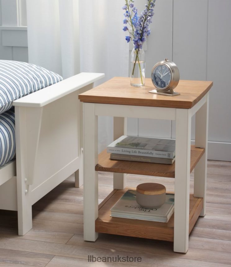 Indoor Furniture L.L.Bean Painted Farmhouse Two-Shelf End Table Wood Top Paperwhite Unisex 0VRR662876