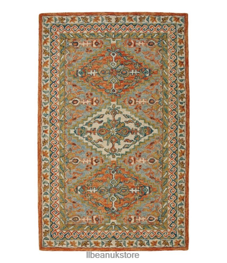 Home Goods L.L.Bean Bordered Medallion Wool Tufted Rug Slate Unisex 0VRR662821