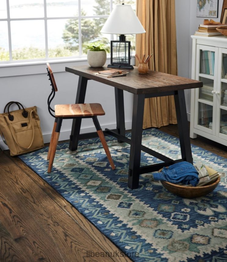 Home Goods L.L.Bean Double Border Wool Hooked Rug Blue Unisex 0VRR662828