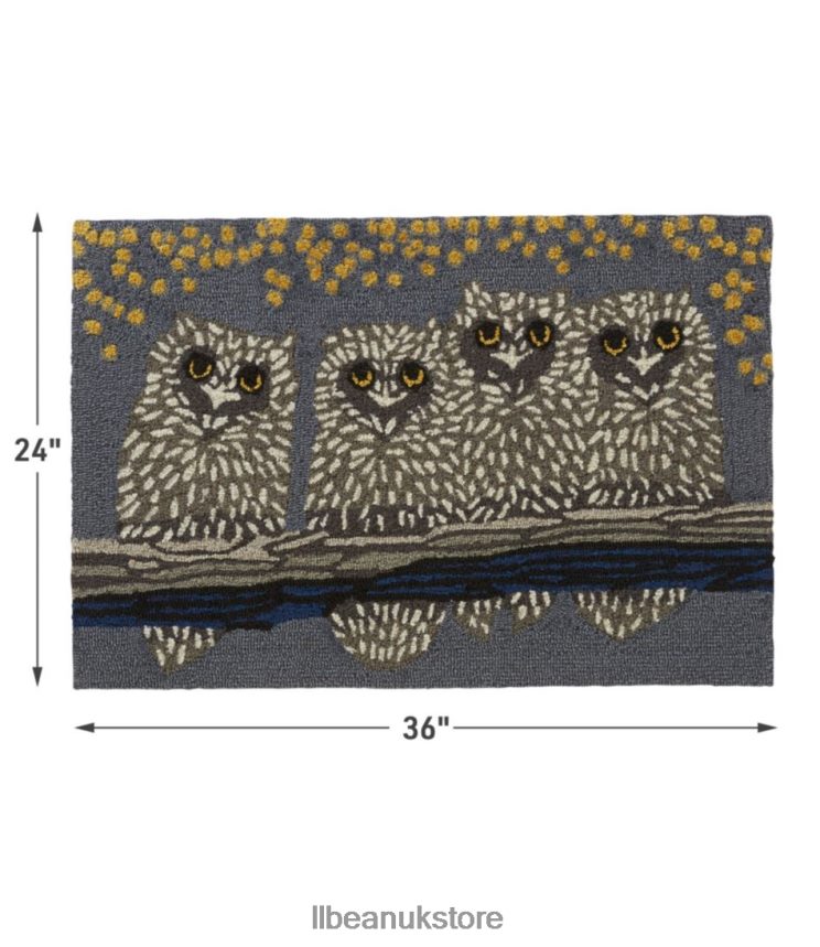 Home Goods L.L.Bean Indoor/Outdoor Vacationland Rug Owl Multi Unisex 0VRR662480