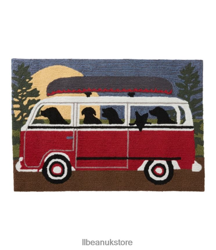 Home Goods L.L.Bean Indoor/Outdoor Vacationland Rug Dog Bus Multi Unisex 0VRR662690