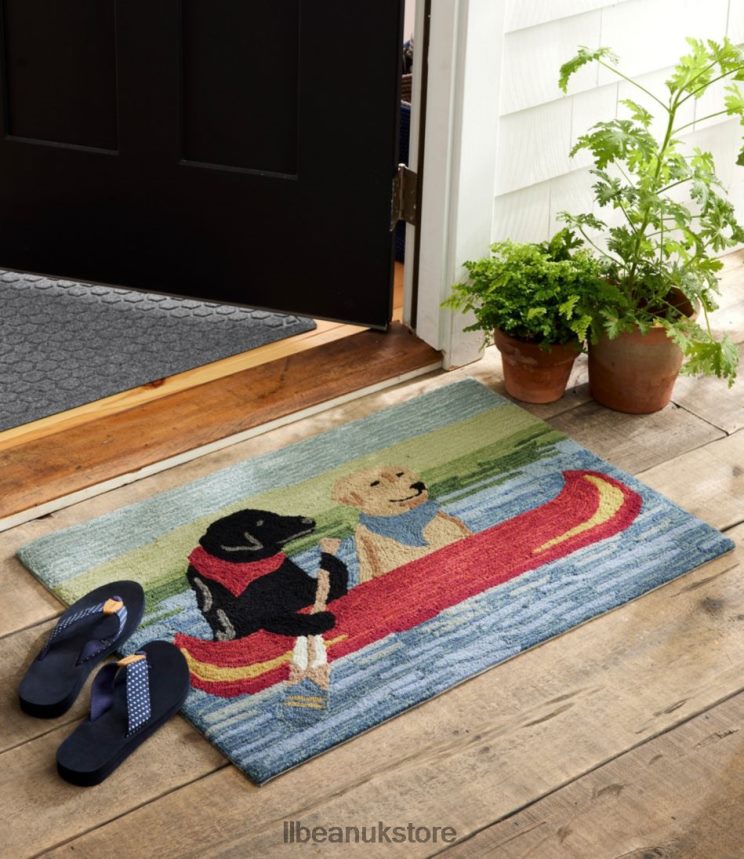 Home Goods L.L.Bean Indoor/Outdoor Vacationland Rug Dog Canoe Multi Unisex 0VRR662919