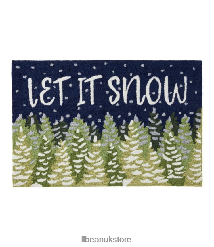 Home Goods L.L.Bean Indoor/Outdoor Vacationland Rug Let it Snow Multi Unisex 0VRR662543