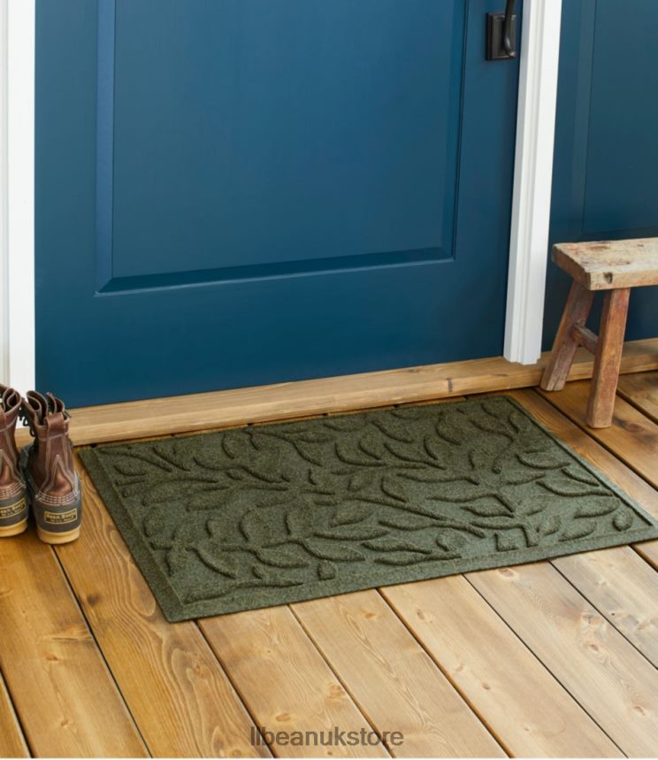 Home Goods L.L.Bean Heavyweight Recycled Waterhog Doormat Woodland Leaf Charcoal Unisex 0VRR665520