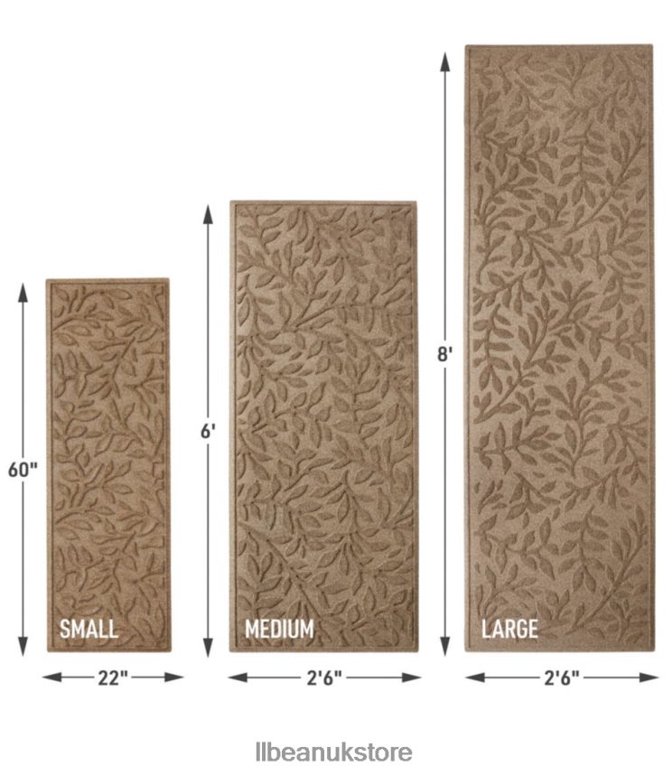 Home Goods L.L.Bean Heavyweight Recycled Waterhog Mat Runner Woodland Leaf Medium Gray Unisex 0VRR666333