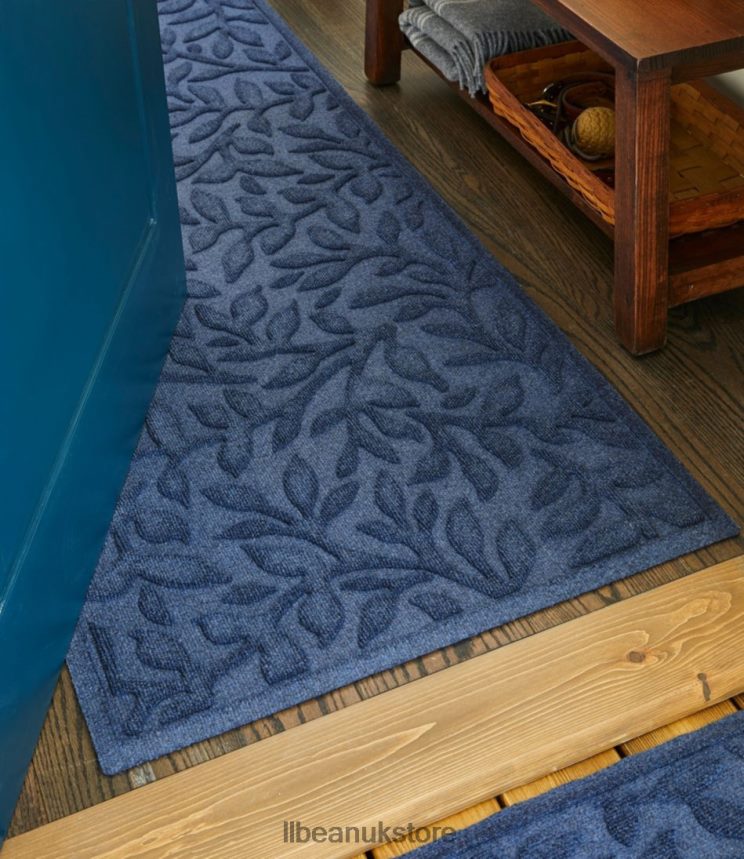 Home Goods L.L.Bean Heavyweight Recycled Waterhog Mat Runner Woodland Leaf Moonlight Blue Unisex 0VRR662608