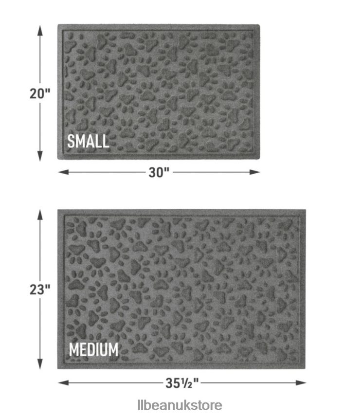 Home Goods L.L.Bean Recycled Waterhog Dog Mat Scattered Paws Medium Gray Unisex 0VRR666141