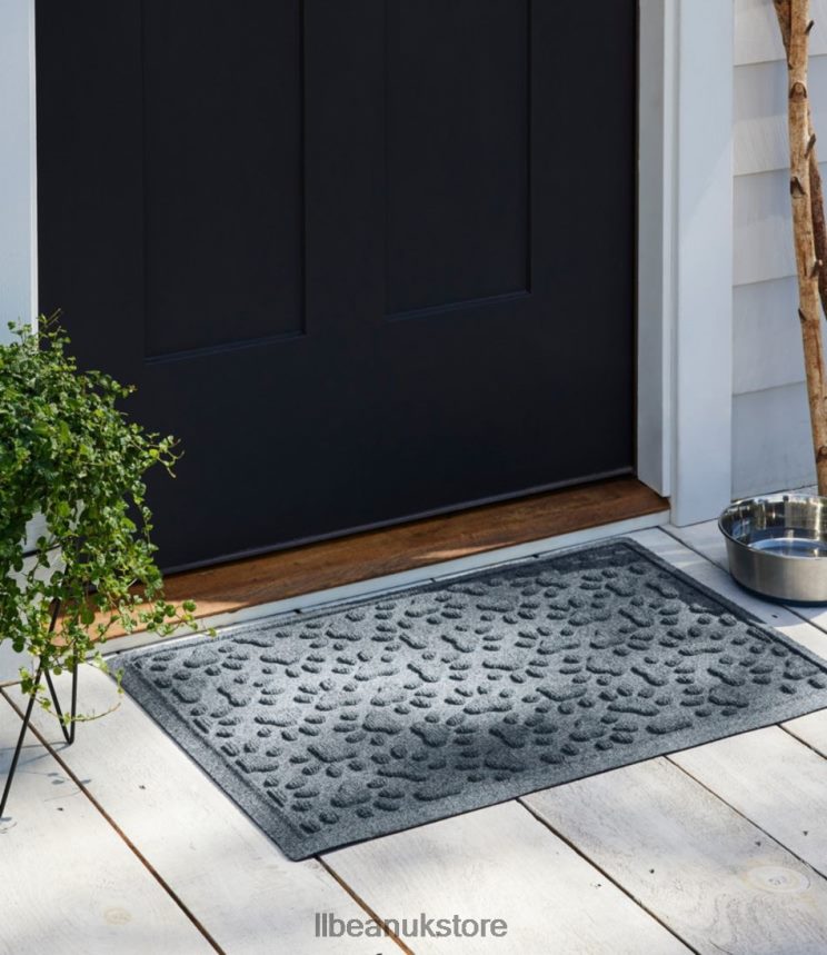Home Goods L.L.Bean Recycled Waterhog Dog Mat Scattered Paws Medium Gray Unisex 0VRR666141