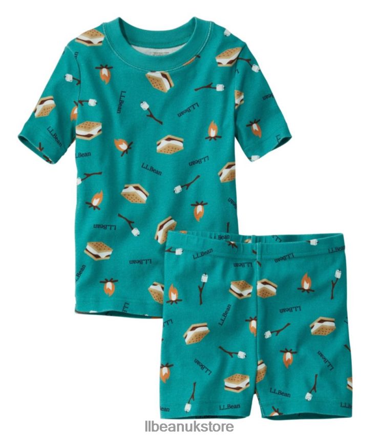 Clothing L.L.Bean Organic Cotton Fitted Pajamas Blue-Green Kids 0VRR665890