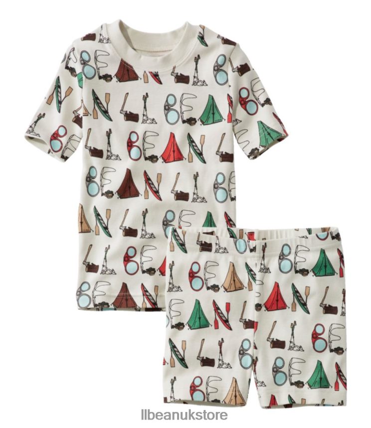 Clothing L.L.Bean Organic Cotton Fitted Pajamas Silver Birch Outdoors Kids 0VRR66418