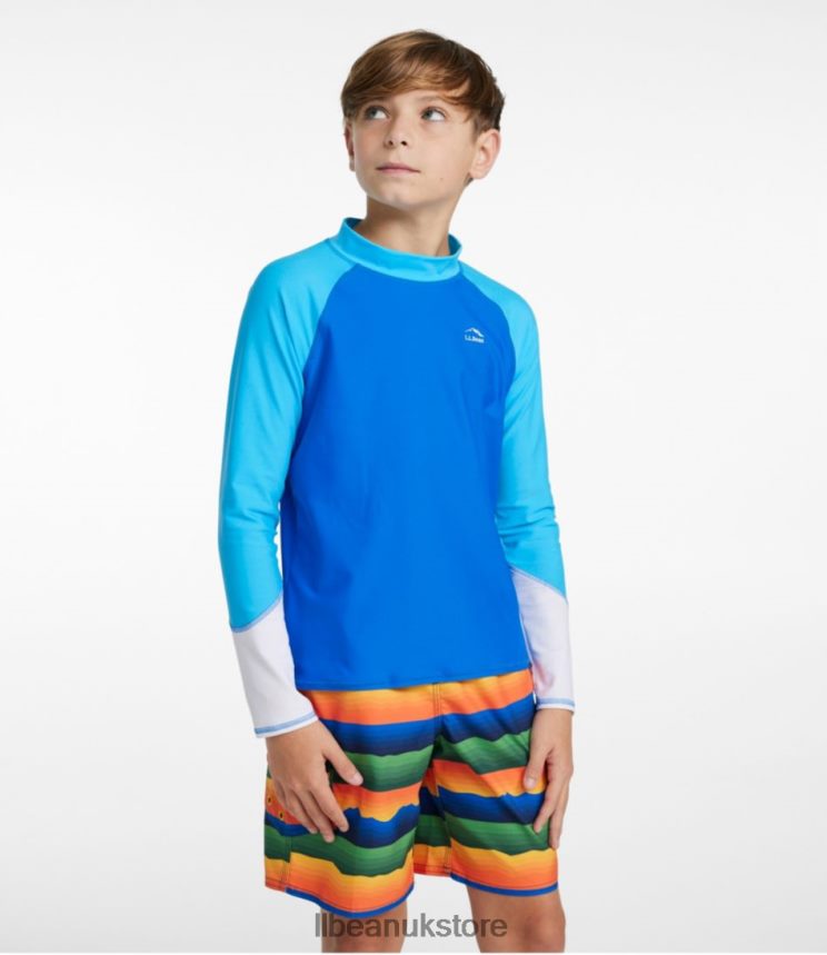 Clothing L.L.Bean Sun-and-Surf Swim Shirt Teal Blue Color Block Kids 0VRR664877